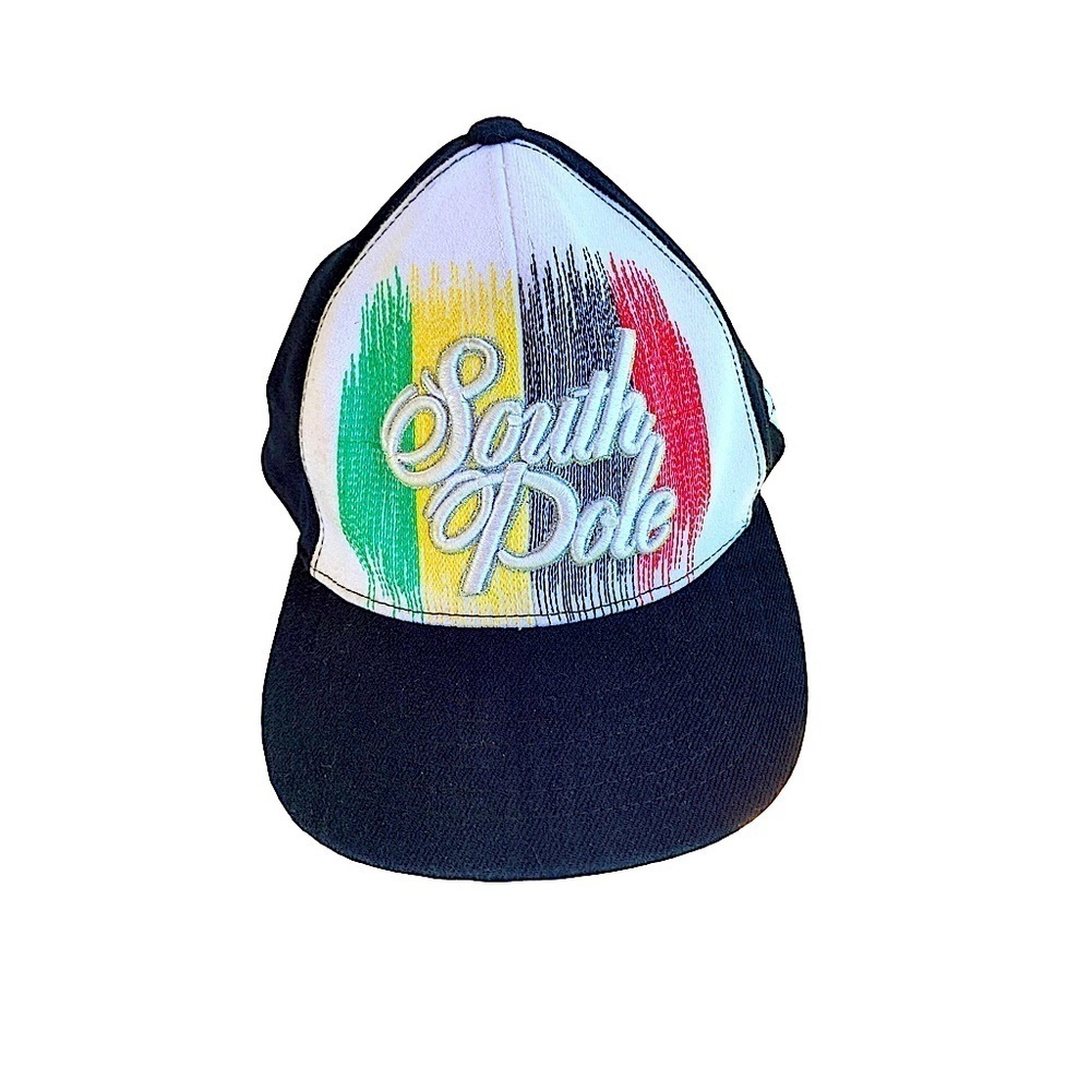 South Pole Baseball Hat Embroidered Cap Black, White, Red, Green and Yellow - Picture 7 of 7
